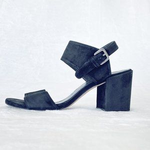 Stuart Weitzman Sandal Black Suede Block Heel